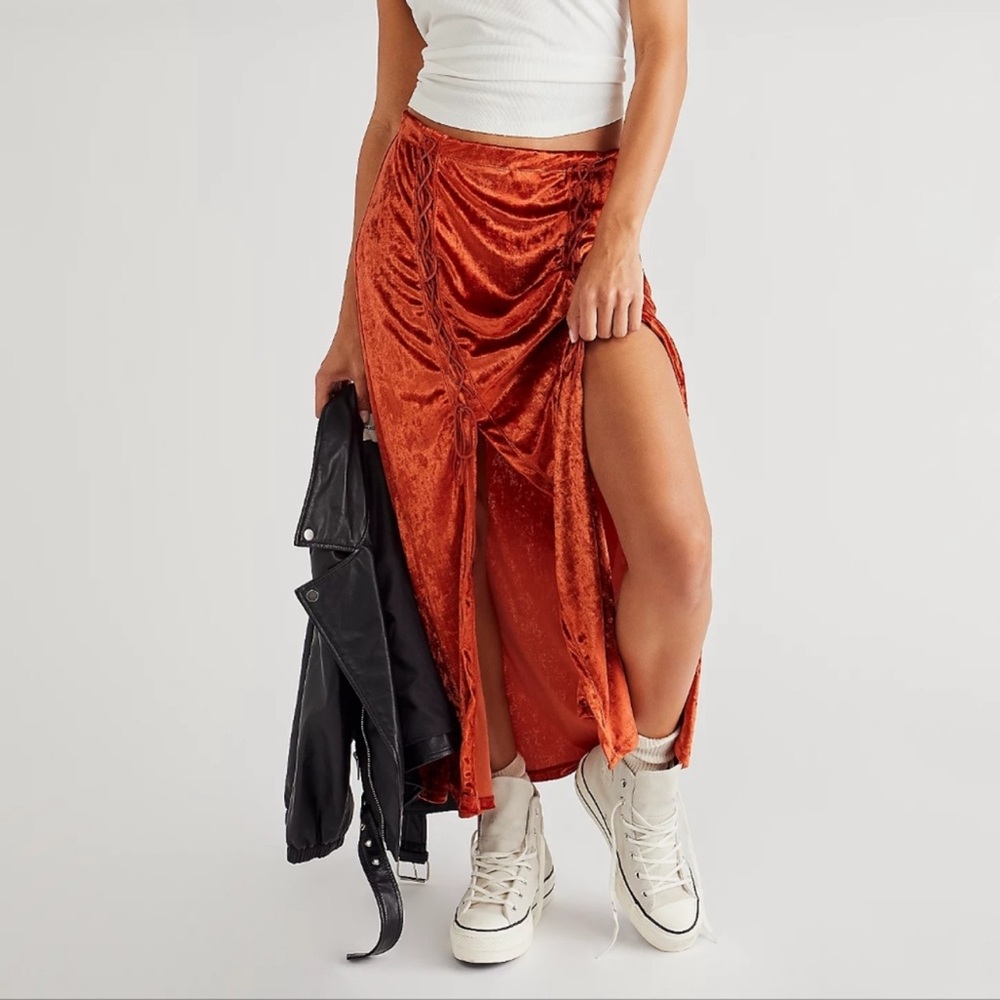 Free People Eyes On You Velvet Midi Skirt